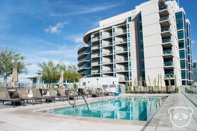 Rooftop pool and cactus garden at the top of AC Hotel in Tempe, Arizona