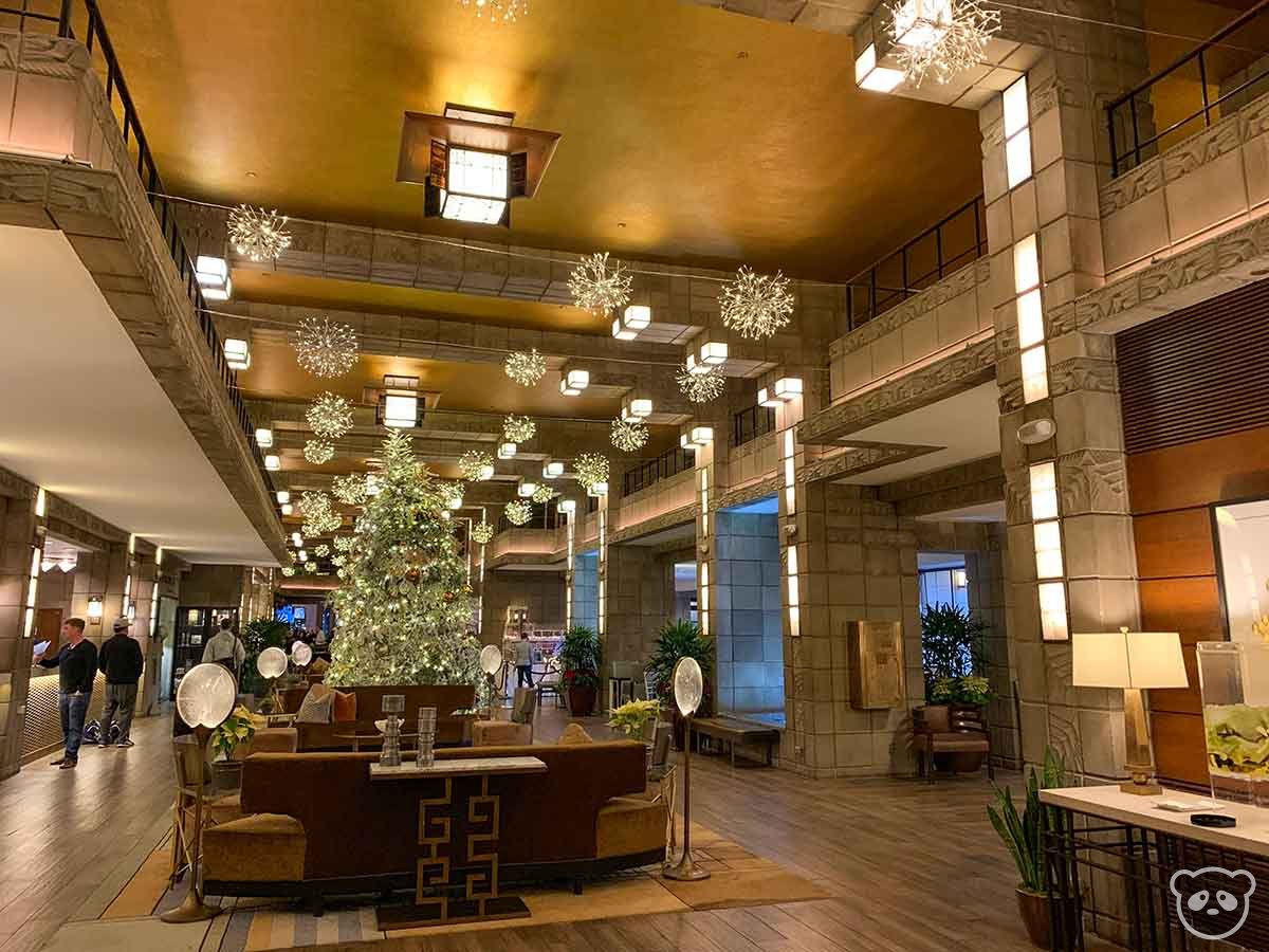 The reception and check in area at the Arizona Biltmore Hotel and Resort.