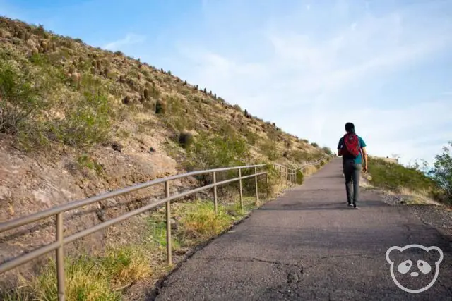 Jimmy walking up the paved section of the "A" Mountain trail.