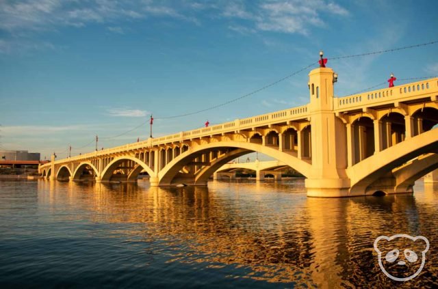 Historic Mill Avenue Bridge that spans Tempe Town Lake. 