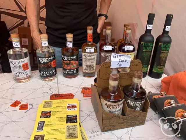 Bottles of spirits on a table.