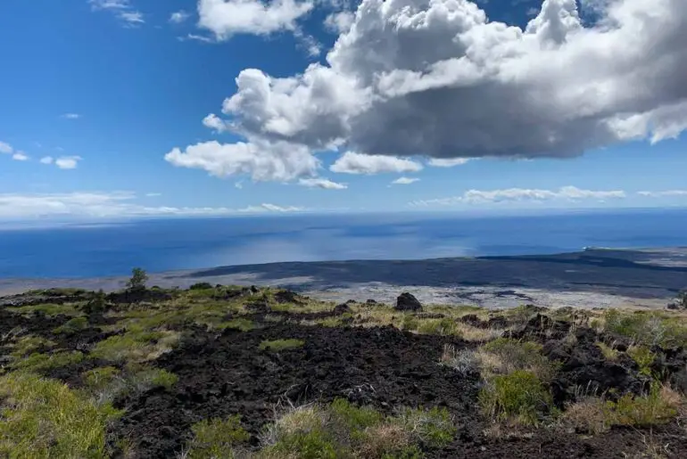 Things to Do in Hawai’i Volcanoes National Park in One Day, Big Island of Hawai’i View of Pacific Ocean from Chain of Craters Drive.